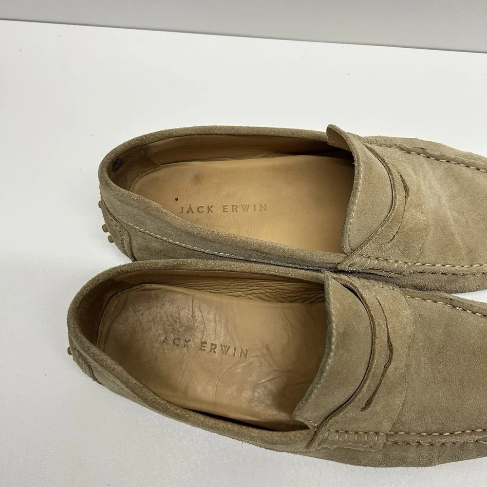 Jack Erwin Parker Penny Driving Loafers Men's Size 8 Classic Shoes Beige Suede